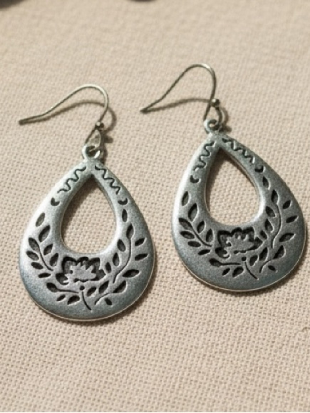 Artisan Silver Floral Teardrop Earrings